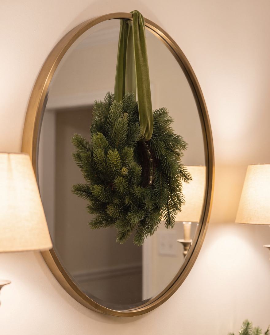 The wreath on the mirror.