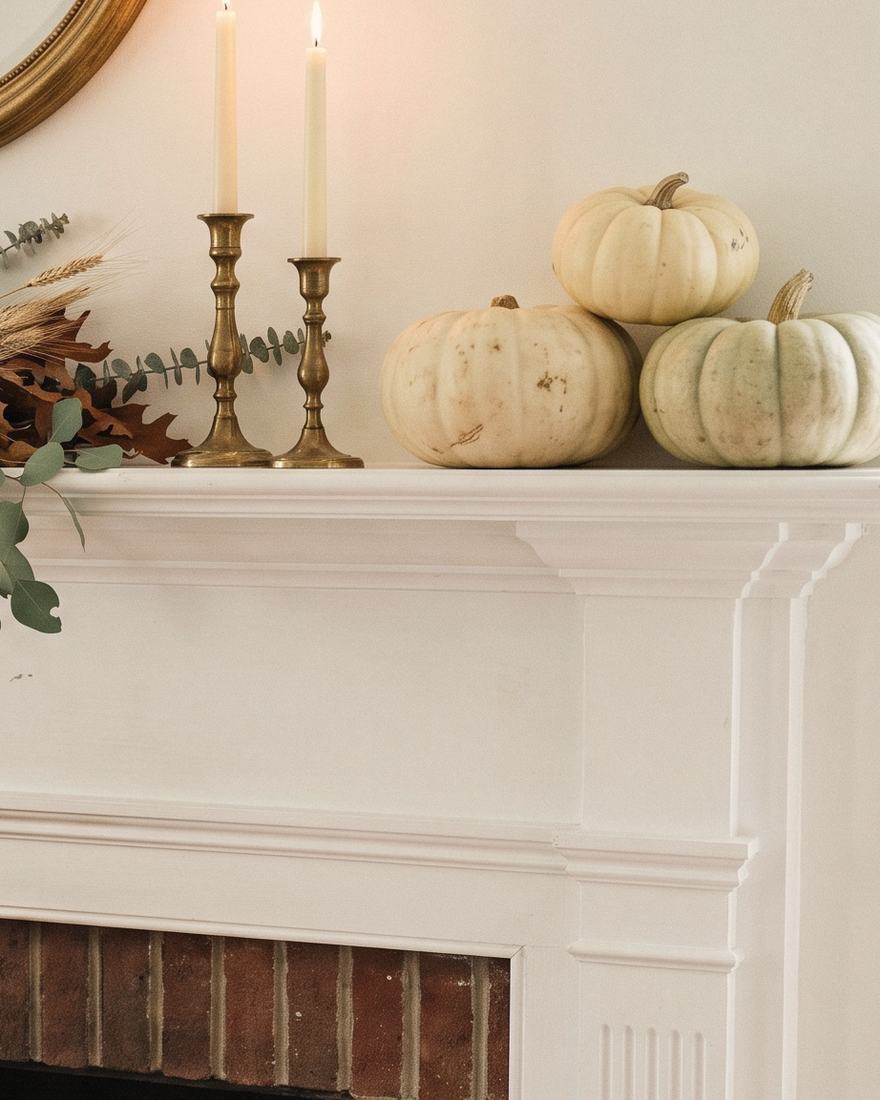 A closer view of The Gilded Harvest Mantel