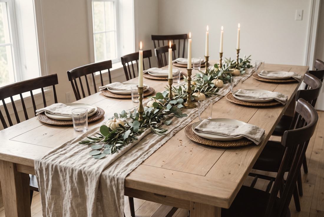 A Thanksgiving table for eight.