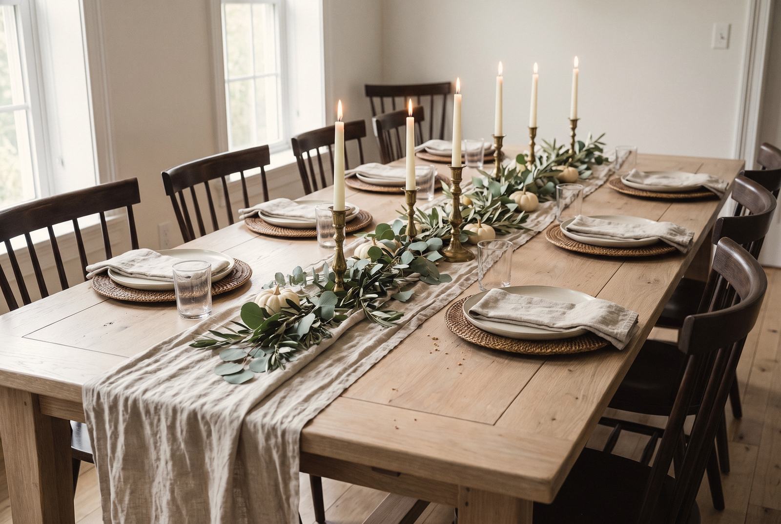 A Thanksgiving table for eight.