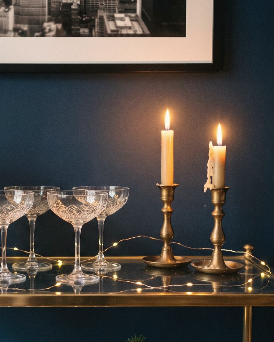 A closer view of The Midnight Bar Cart