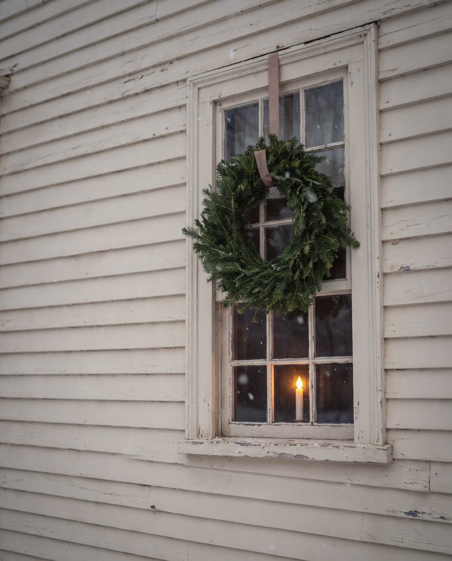 One candle, one wreath.